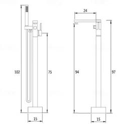 Bathtub Faucet - Minimalist Electroplated Free Standing Brass Valve Bath Shower Mixer Taps