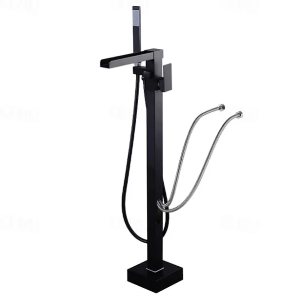 Bathtub Faucet - Minimalist Electroplated Free Standing Brass Valve Bath Shower Mixer Taps