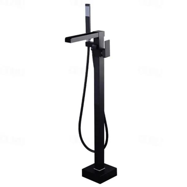Bathtub Faucet - Minimalist Electroplated Free Standing Brass Valve Bath Shower Mixer Taps