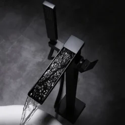 Bathtub Faucet - Minimalist Electroplated Free Standing Brass Valve Bath Shower Mixer Taps