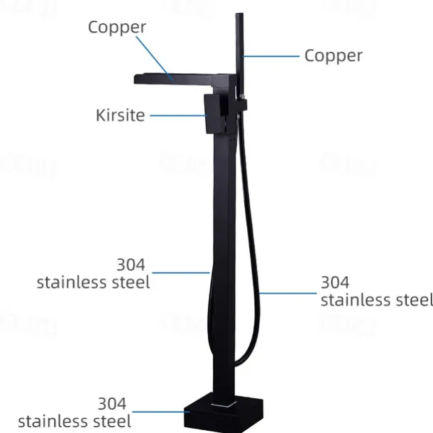 Bathtub Faucet - Minimalist Electroplated Free Standing Brass Valve Bath Shower Mixer Taps