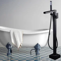 Bathtub Faucet - Minimalist Electroplated Free Standing Brass Valve Bath Shower Mixer Taps