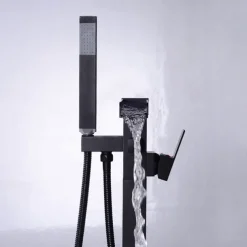 Bathtub Faucet - Minimalist Electroplated Free Standing Brass Valve Bath Shower Mixer Taps