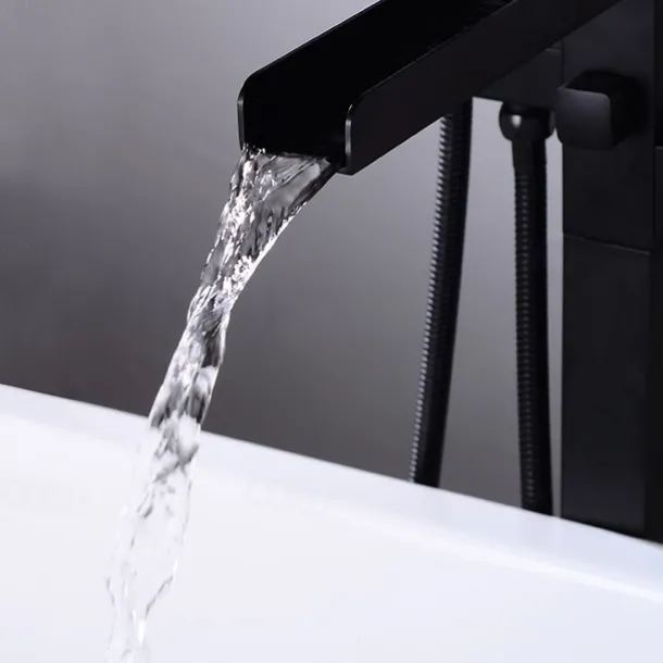 Bathtub Faucet - Minimalist Electroplated Free Standing Brass Valve Bath Shower Mixer Taps