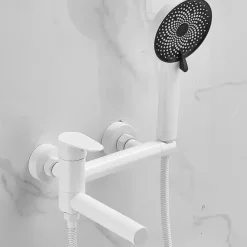 Bathtub Faucet - Modern Contemporary Electroplated Wall Installation Ceramic Valve Bath Shower Mixer Taps