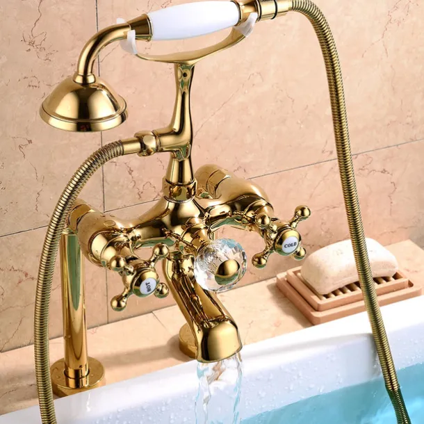 Bathtub Faucet - Modern Contemporary Electroplated Roman Tub Ceramic Valve Bath Shower Mixer Taps