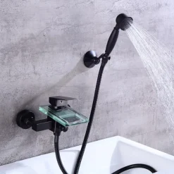 Bathtub Faucet - Modern Contemporary Electroplated Wall Installation Ceramic Valve Bath Shower Mixer Taps