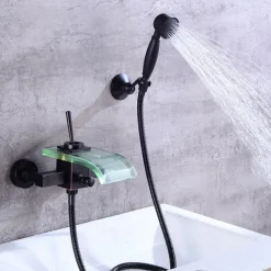 Bathtub Faucet - Modern Contemporary Electroplated Wall Installation Ceramic Valve Bath Shower Mixer Taps