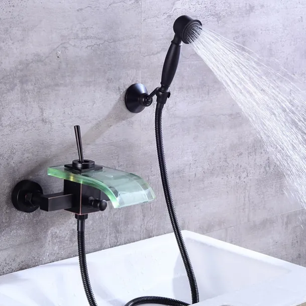 Bathtub Faucet - Modern Contemporary Electroplated Wall Installation Ceramic Valve Bath Shower Mixer Taps