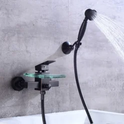 Bathtub Faucet - Modern Contemporary Electroplated Wall Installation Ceramic Valve Bath Shower Mixer Taps