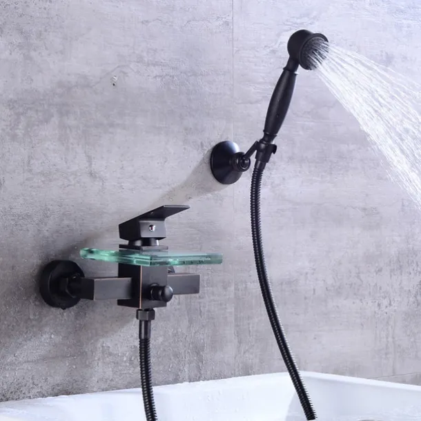 Bathtub Faucet - Modern Contemporary Electroplated Wall Installation Ceramic Valve Bath Shower Mixer Taps