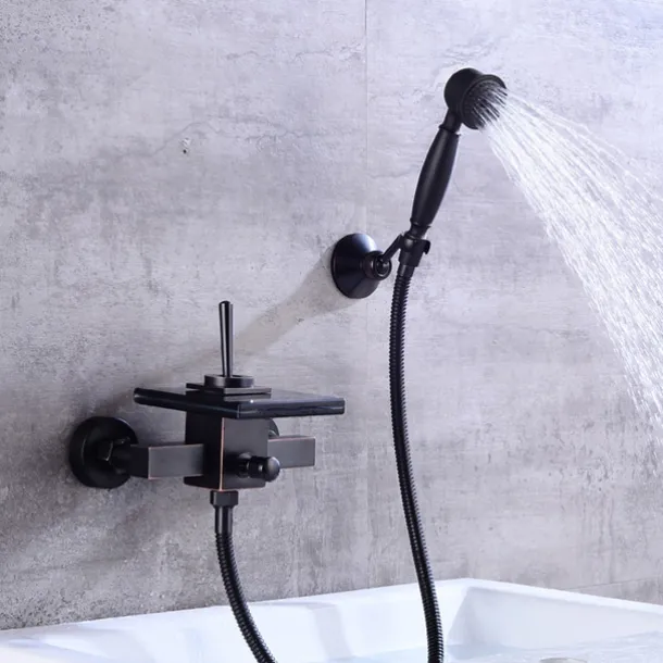 Bathtub Faucet - Modern Contemporary Electroplated Wall Installation Ceramic Valve Bath Shower Mixer Taps