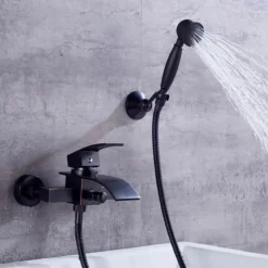 Bathtub Faucet - Modern Contemporary Electroplated Wall Installation Ceramic Valve Bath Shower Mixer Taps