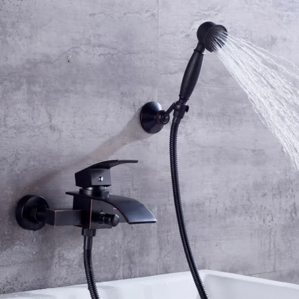 Bathtub Faucet - Modern Contemporary Electroplated Wall Installation Ceramic Valve Bath Shower Mixer Taps