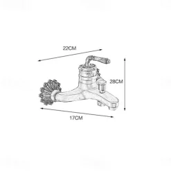 Bathtub Faucet - Retro Antique Brass Wall Installation Ceramic Valve Bath Shower Mixer Taps / Country / Single Handle / Yes / Rain Shower / Handshower Included