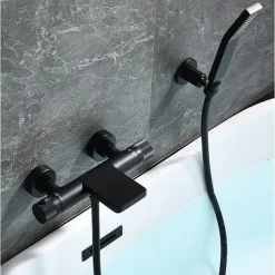 Bathtub Faucet - Thermostatic Bath Tub Faucet Contemporary Painted Finishes Free Standing Ceramic Valve Bath Shower Mixer Taps
