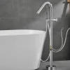 Bathtub Faucet Floor Mount Freestanding Tub Filler Brass High Flow Shower Faucets with Handheld Shower Mixer Taps Swivel Spout