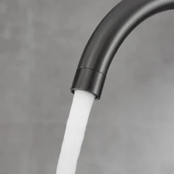 Bathtub Faucet Floor Mount Freestanding Tub Filler Brass High Flow Shower Faucets with Handheld Shower Mixer Taps Swivel Spout(Gun Grey)