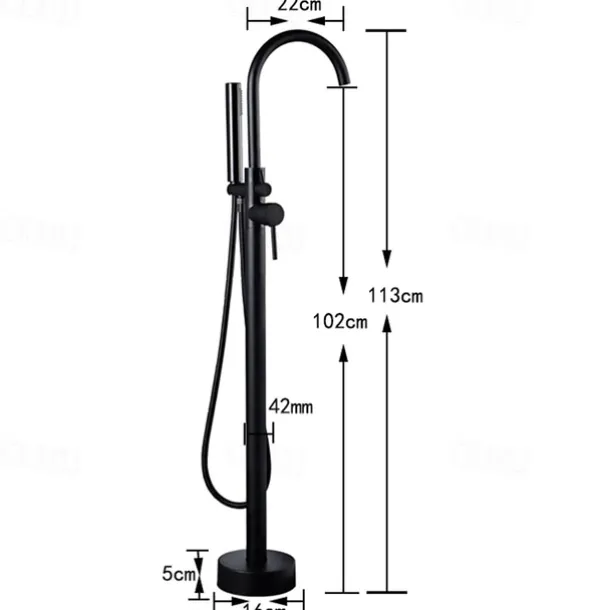 Bathtub Faucet Floor Mount Freestanding Bath Tub Filler Mixer Taps Brass, 360 Swivel High Arc Spout Standing Shower Clawfoot Tub with Handheld Shower Mixer Taps