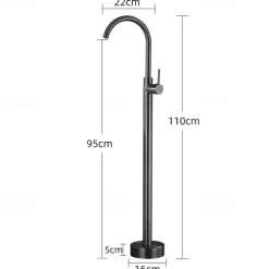 Bathtub Faucet Gun Grey Contemporary Electroplated Free Standing Ceramic Valve Bath Shower Mixer Taps