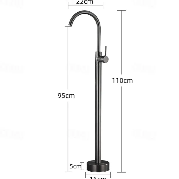 Bathtub Faucet Gun Grey Contemporary Electroplated Free Standing Ceramic Valve Bath Shower Mixer Taps