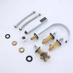 Bathtub Faucet Multi-hole Deck Mounted with Heldhand Showerhand, Bath Tub Filler Mixer Brass Taps 5 Hole 3 Handle Chrome