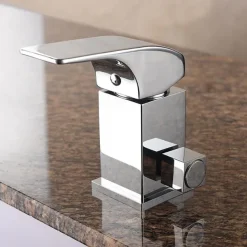 Bathtub Faucet Waterfall Spout LED 3 Color Water Flow with Heldhand Shower, Widespread Bath Roman Tub Filler Mixer Tap Bathroom 3 Hole Deck Mounted