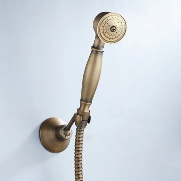 Bathtub Faucet with Handheld Shower,Wall Mounted Antique Brass Bath Tap Retro Style Hot and Cold Water Bath Tap Shower Fitting for Bathroom Shower