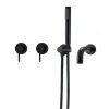 Bathtub Faucet,Brass Painted Finishes Black Split Bathtub Faucet with Hand-held Water Outlet and Wall Entry