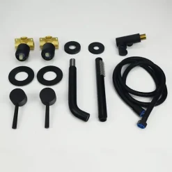 Bathtub Faucet,Brass Painted Finishes Black Split Bathtub Faucet with Hand-held Water Outlet and Wall Entry