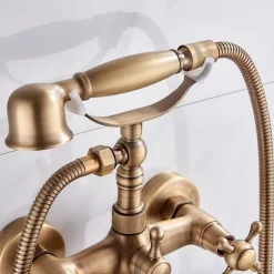 Bathtub Faucet,Wall Mounted Brass Rainfall Shower Mixer Taps Contain with Handshower and Cold/Hot Water