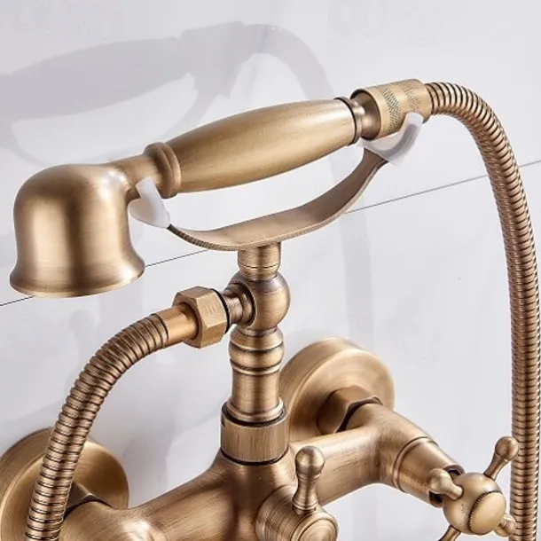 Bathtub Faucet,Wall Mounted Brass Rainfall Shower Mixer Taps Contain with Handshower and Cold/Hot Water