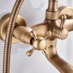 Bathtub Faucet,Wall Mounted Brass Rainfall Shower Mixer Taps Contain with Handshower and Cold/Hot Water
