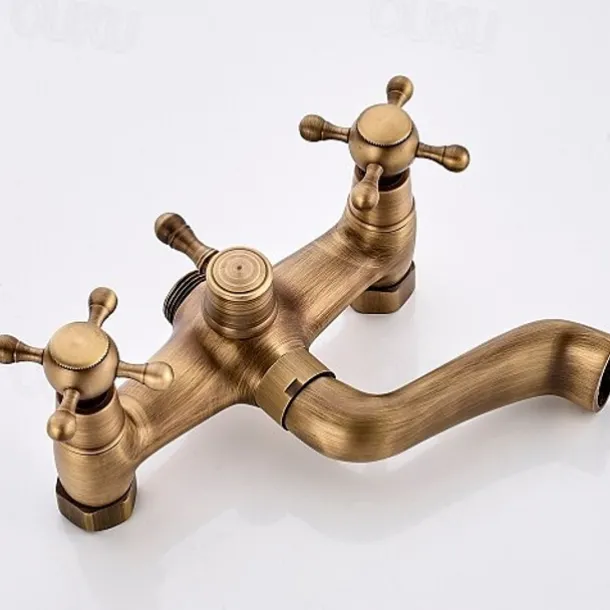 Bathtub Faucet,Wall Mounted Brass Rainfall Shower Mixer Taps Contain with Handshower and Cold/Hot Water