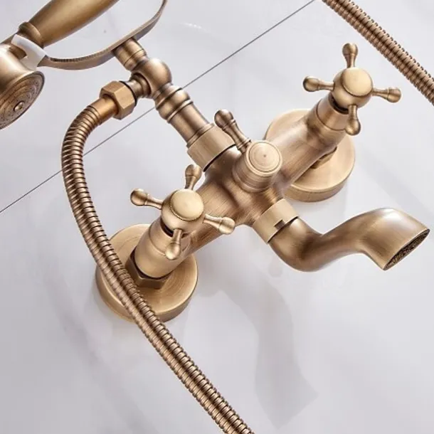 Bathtub Faucet,Wall Mounted Brass Rainfall Shower Mixer Taps Contain with Handshower and Cold/Hot Water