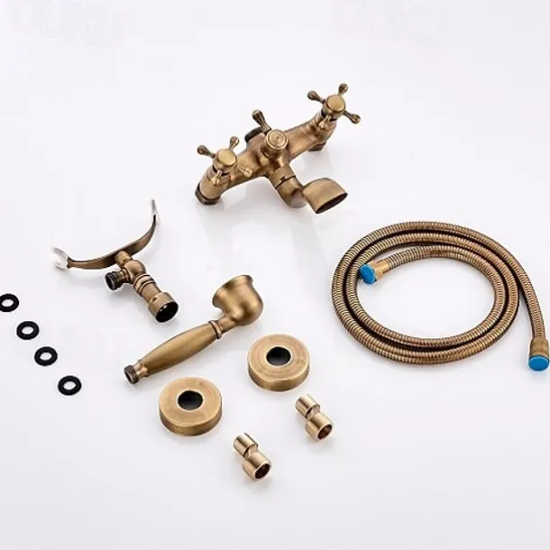 Bathtub Faucet,Wall Mounted Brass Rainfall Shower Mixer Taps Contain with Handshower and Cold/Hot Water