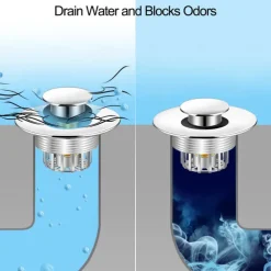 Bathtub Stopper Shower Drain Hair Catcher, Pop-up Tub Stopper with Strainer Bathroom Drain Plug Drain Protector for 1-1/2 to 1-3/4