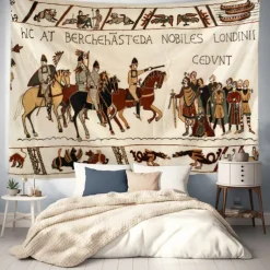 Bayeux Medieval Tapestry Middle Age Tapestry Wall Art Large Tapestry Mural Decor Photograph Backdrop Blanket Curtain Home Bedroom Living Room Decoration