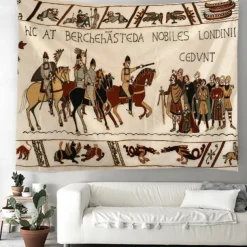 Bayeux Medieval Tapestry Middle Age Tapestry Wall Art Large Tapestry Mural Decor Photograph Backdrop Blanket Curtain Home Bedroom Living Room Decoration