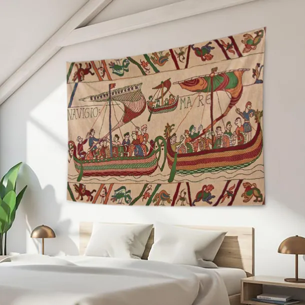 Bayeux Medieval Tapestry Middle Age Tapestry Wall Art Large Tapestry Mural Decor Photograph Backdrop Blanket Curtain Home Bedroom Living Room Decoration