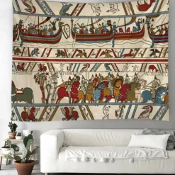 Bayeux Medieval Tapestry Middle Age Tapestry Wall Art Decor Photograph Backdrop Blanket Curtain Home Bedroom Living Room Decoration
