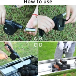 BBQ Fan, Air Blower, Fast Fire Starter, Portable Manual Hand Crank Bellows For Outdoor Picnic Camping Cooking, Barbecue Charcoal Grills Accessories