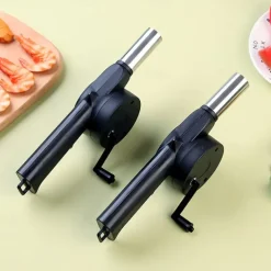 BBQ Fan, Air Blower, Fast Fire Starter, Portable Manual Hand Crank Bellows For Outdoor Picnic Camping Cooking, Barbecue Charcoal Grills Accessories