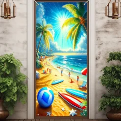 Beach Drinking Door Decorations Door Covers Door Tapestry Door Curtain Decoration Backdrop Indoor/Outdoor Door Banner for Front Door Farmhouse