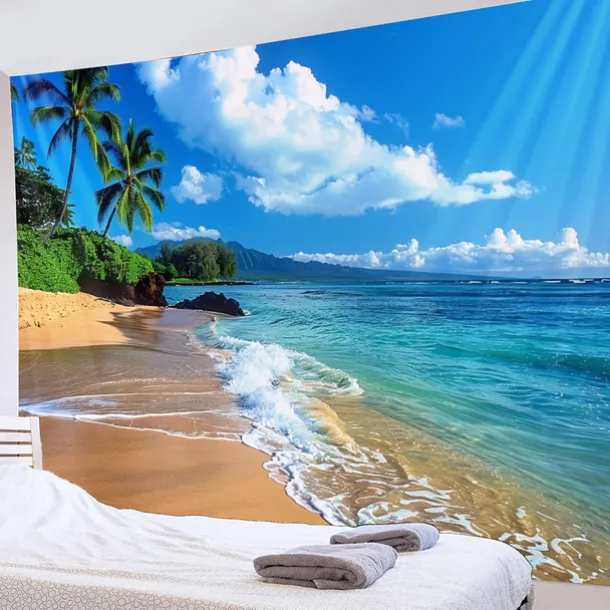 Beach Island Hanging Tapestry Wall Art Large Tapestry Mural Decor Photograph Backdrop Blanket Curtain Home Bedroom Living Room Decoration