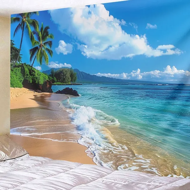 Beach Island Hanging Tapestry Wall Art Large Tapestry Mural Decor Photograph Backdrop Blanket Curtain Home Bedroom Living Room Decoration