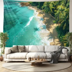 Beach Island Hanging Tapestry Wall Art Large Tapestry Mural Decor Photograph Backdrop Blanket Curtain Home Bedroom Living Room Decoration