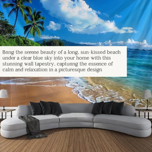 Beach Island Hanging Tapestry Wall Art Large Tapestry Mural Decor Photograph Backdrop Blanket Curtain Home Bedroom Living Room Decoration