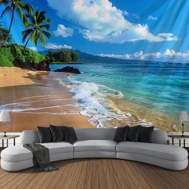 Beach Island Hanging Tapestry Wall Art Large Tapestry Mural Decor Photograph Backdrop Blanket Curtain Home Bedroom Living Room Decoration