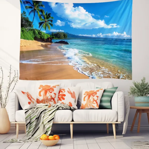 Beach Island Hanging Tapestry Wall Art Large Tapestry Mural Decor Photograph Backdrop Blanket Curtain Home Bedroom Living Room Decoration